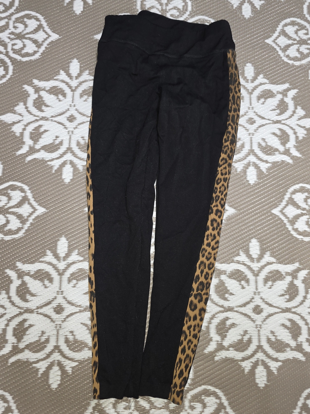INC International Concepts Black Leggings with Leopard Side Panels